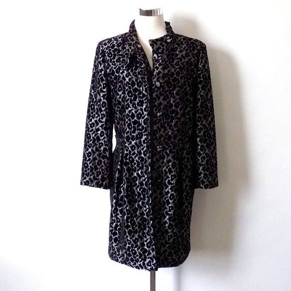 Rachel Roy Leopard Print Jacket Size 10 Black Dark Gray Metallic - Picture 3 of 8